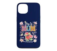 Carcasa para iPhone 13 She Is Mom Floral Cute Mama - Gráfico de Flores para el día de