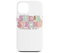 Carcasa para iPhone 13 She Is Strong Proverbs 31:22 Gráfico Floral