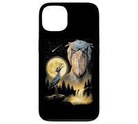 Carcasa para iPhone 13 Shoebill Stork Aullando a la Luna, extraño Meme Divertido pájaro de los 90