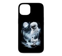 Carcasa para iPhone 13 Silkie Chicken Aullando en Moon 90's Retro