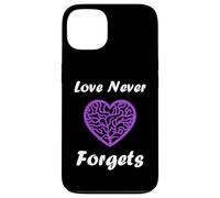 Carcasa para iPhone 13 Simple Purple Quote Alzheimer's Love Never Forgets