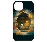 Carcasa para iPhone 13 Skeleton Reading Nook Floral Librarian Bookshelf Cozy Flower