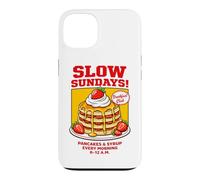Carcasa para iPhone 13 Slow Sundays Pancake Breakfast Funny Illustration Graphic