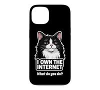 Carcasa para iPhone 13 Smug Tuxedo Cat posee el felino Divertido de Internet
