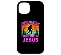 Carcasa para iPhone 13 Solo Creo en el Divertido Dios Retro de Bigfoot y Jesús, Sasquatch