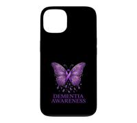 Carcasa para iPhone 13 Soporte de Mariposa con Cinta Morada para concienciación de la Demencia