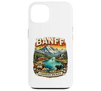 Carcasa para iPhone 13 Souvenir del Parque Nacional Retro Mountain Scenic de Banff, Canadá