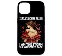 Carcasa para iPhone 13 Soy la tormenta, Ella susurró, Mariposa, inspiradora