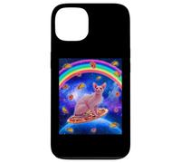 Carcasa para iPhone 13 Sphynx Cat Riding Pizza In Space Galaxy Taco Doughnut Cats