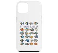 Carcasa para iPhone 13 St Simons Island GA - Diseño de Peces Coloridos
