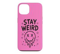 Carcasa para iPhone 13 Stay Weird Creepy Smile Humor gótico Estética Espeluznante
