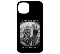 Carcasa para iPhone 13 Sudadera con Capucha Open The Door Peephole We Just Wanna Talk Cats
