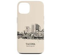 Carcasa para iPhone 13 Tacoma Washington Vintage Horizonte Dibujo