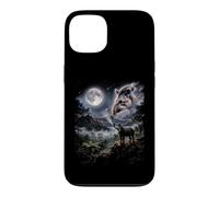 Carcasa para iPhone 13 Tapir Aullando a la Luna Selva Lluvia Bosque Noche