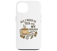 Carcasa para iPhone 13 Todo lo Que Necesito es té y mi Rosario - Oración Católica