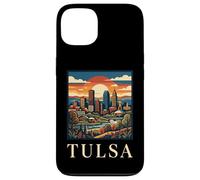 Carcasa para iPhone 13 Tulsa Oklahoma Retro Vintage Horizonte Río Art Deco Monumento