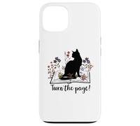 Carcasa para iPhone 13 Turn The Page Books & Cats Black Cat Women Floral Book Lover