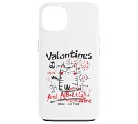 Carcasa para iPhone 13 Valentines Is A Cat and A Bottle of Wine Cause I Love Them