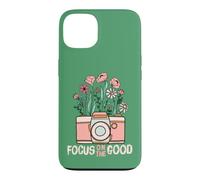 Carcasa para iPhone 13 Vintage Focus On The Good Wildflower Camera Happy Thoughts