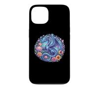 Carcasa para iPhone 13 Watercolor Dragon Flowers Beautiful Art Colorful Graphic