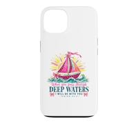 Carcasa para iPhone 13 When You Pass Through Deep Waters Isaías 43:2 Versículo de la Biblia