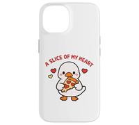 Carcasa para iPhone 14 A Slice of My Heart Lindo Kawaii Goose Pizza Love Design