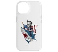Carcasa para iPhone 14 Abraham Lincoln Riding A Shark - Gráfico patriótico del 4 de Julio