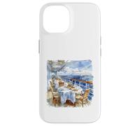 Carcasa para iPhone 14 Acuarela Cubierta de Crucero Comedor Vista del Velero