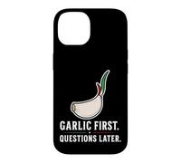 Carcasa para iPhone 14 Ajo Primeras Preguntas más Tarde Divertido Amante de la Comida Italiana