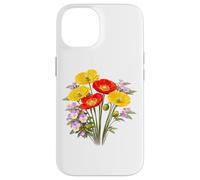 Carcasa para iPhone 14 Amapolas Rojas y Amarillas y Pensamientos Full Bloom Shapes Mania