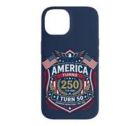 Carcasa para iPhone 14 America Turns 250 I Turn 50 Since 50th Birthday Emblem