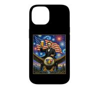 Carcasa para iPhone 14 American President Lincoln on Eagle Bebiendo Cerveza y Bandera de Estados Unidos