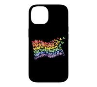 Carcasa para iPhone 14 Arco Iris Bandera Mariposas Gay Orgullo Mes Arte Homosexualidad