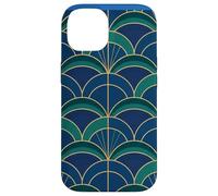 Carcasa para iPhone 14 Art Deco Fan Pattern Vintage Style Blue Green