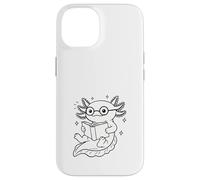 Carcasa para iPhone 14 Axolotl Gracioso Leyendo Libro Ratón de Biblioteca Nerd