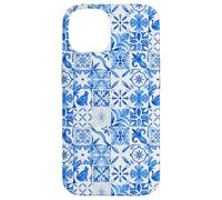 Carcasa para iPhone 14 Azulejo mediterráneo de mayólica de Cristal Mosaico Azul