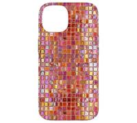 Carcasa para iPhone 14 Azulejos de Mosaico de Vidrio Italiano Sicilia Rosa Naranja Preppy