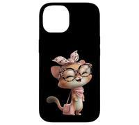 Carcasa para iPhone 14 Baby Squirrel Kawaii Character Pink Leopard Glasses Retrato
