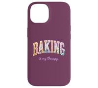Carcasa para iPhone 14 Baking is My Therapy, Divertido diseño Floral con Palabras para Amantes de la repostería