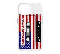 Carcasa para iPhone 14 Bandera Americana Soul Cassette Stars & Stripes 4 de Julio