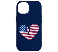 Carcasa para iPhone 14 Bandera de Estados Unidos de América Corazón Roto - Heartbreak en Forma de corazón
