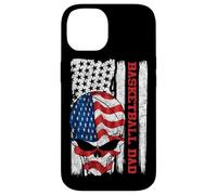 Carcasa para iPhone 14 Basketball Dad American Flag Skull Patriotic 4th of July