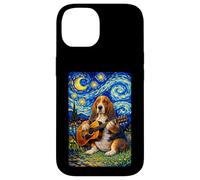 Carcasa para iPhone 14 Basset Hound Playing Guitar Whimsical Art Dog Music Camping