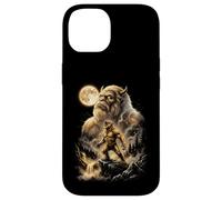 Carcasa para iPhone 14 Bigfoot Aullando a la Luna Meme Sasquatch