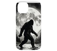 Carcasa para iPhone 14 Bigfoot Silhouette Sasquatch Lago Bosque Iluminado por la Luna