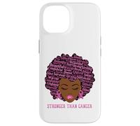 Carcasa para iPhone 14 Black Women Queen Stronger Than Breast Cancer Pink Ribbon