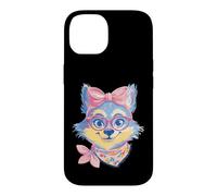 Carcasa para iPhone 14 Blue Fox Retrato Animal Lover Graphic Pink Glasses Bow