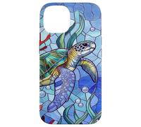 Carcasa para iPhone 14 Blue Sea Turtle in Corals Mosaic Art Ocean Theme