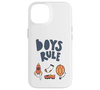 Carcasa para iPhone 14 Boys Rule Bold Rocket Sock Shoe Globo Colores