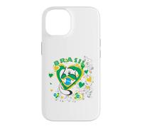 Carcasa para iPhone 14 Brasil-Brasil - Corazón de Gato Lindo Amante de la Bandera de Brasil